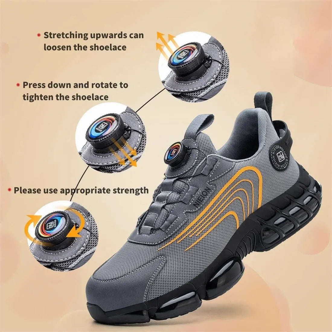 Rotary Buckle Work Sneakers Protective Shoes Safety